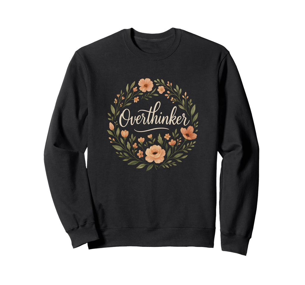 Overthinker Minimal Floral Sweatshirt - Minimalist Print for Adults - T-Shirt, Sweatshirt, Hoodie