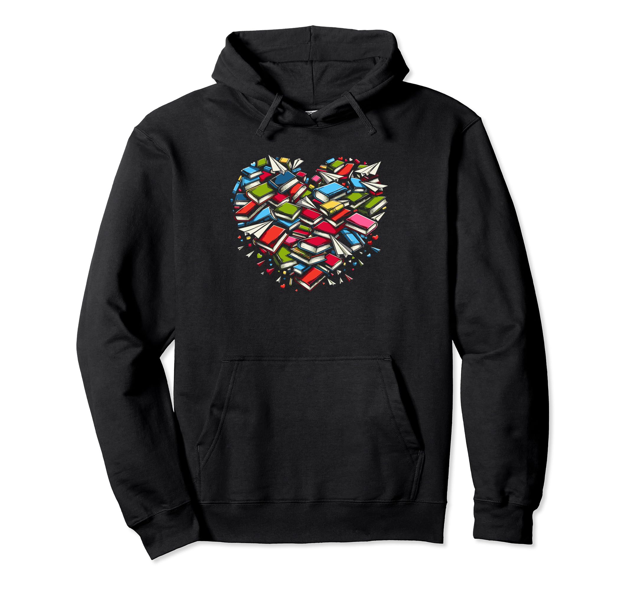Heart Library Books Book Reading Hoodie - Minimalist Print for Adults - T-Shirt, Sweatshirt, Hoodie