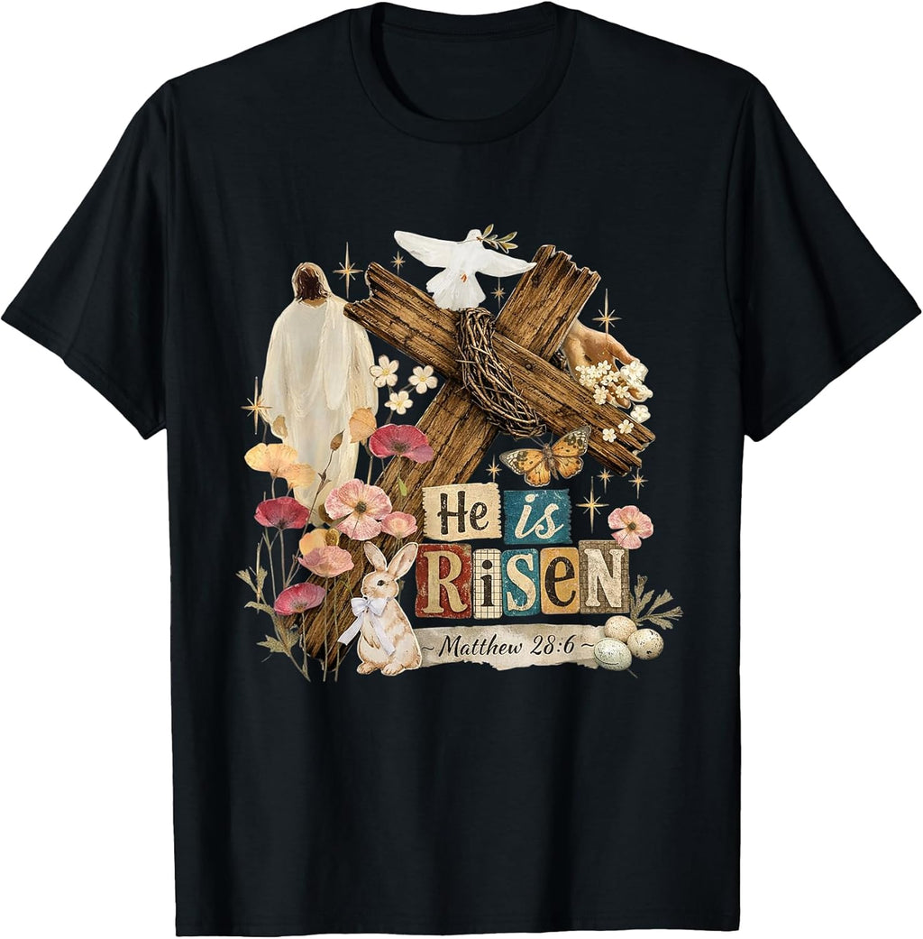 He is Risen Easter Cross He is Risen-Jesus Unisex T-shirt, Sweatshirt, Hoodie, Long Sleeve Tee - T-Shirt, Sweatshirt, Hoodie