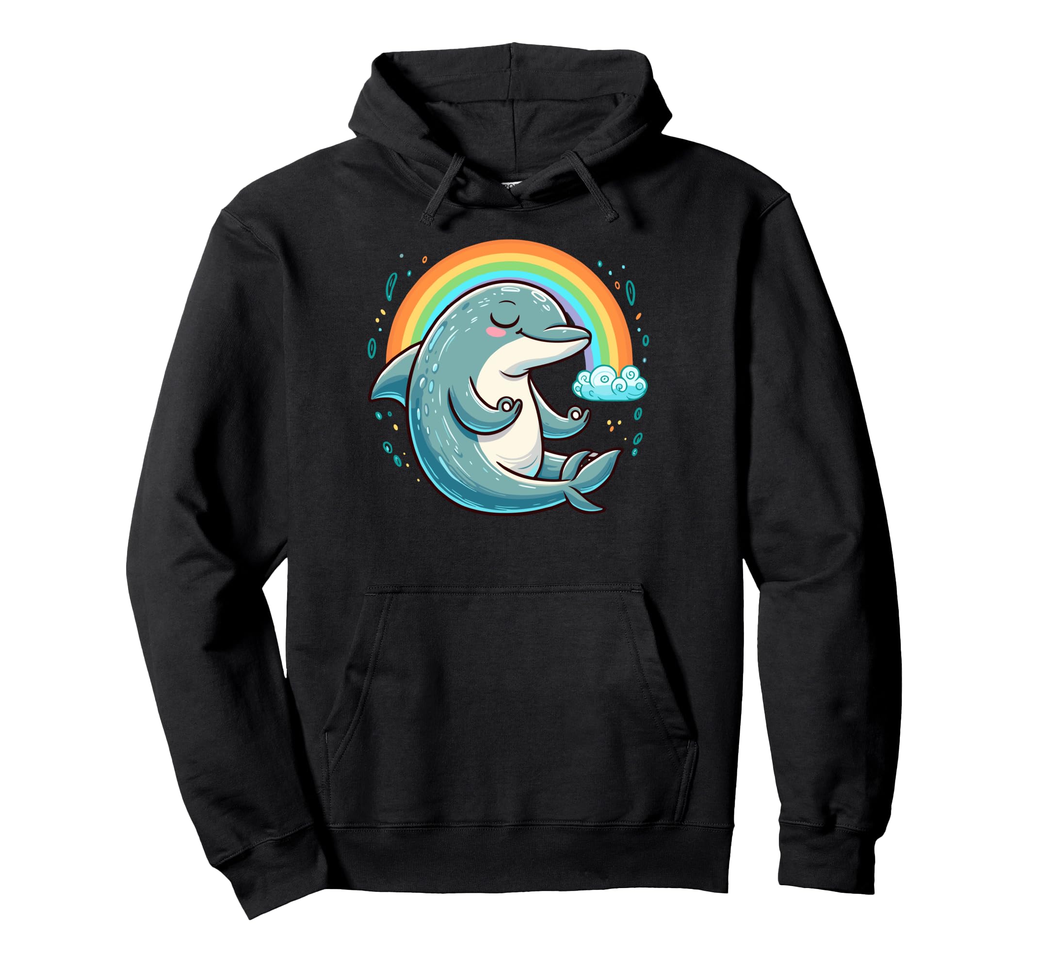 Meditation Dolphin Yoga Pose Hoodie - Fun Novelty Design for Adults - T-Shirt, Sweatshirt, Hoodie