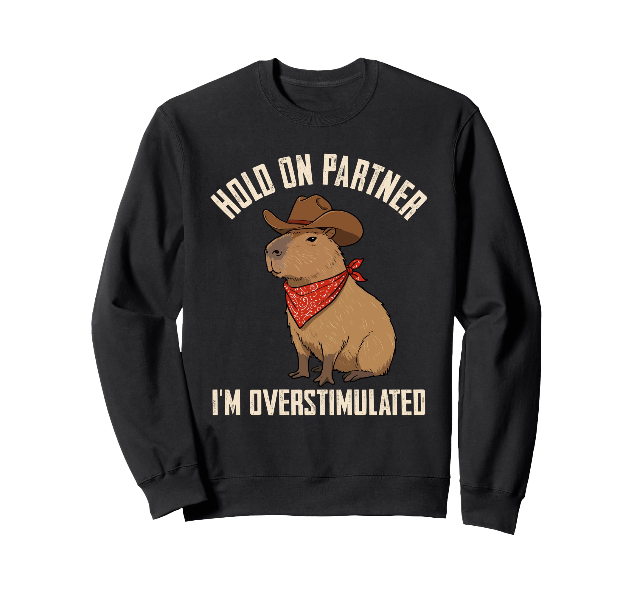 Overstimulated Capybara Meme Western Sweatshirt - Graphic Print for Adults - T-Shirt, Sweatshirt, Hoodie