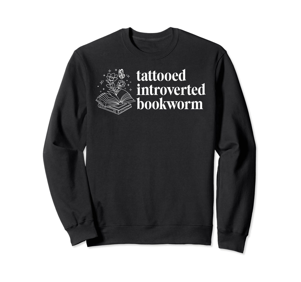 Bookish Floral Book Tattooed Sweatshirt - Minimalist Print Unisex - T-Shirt, Sweatshirt, Hoodie