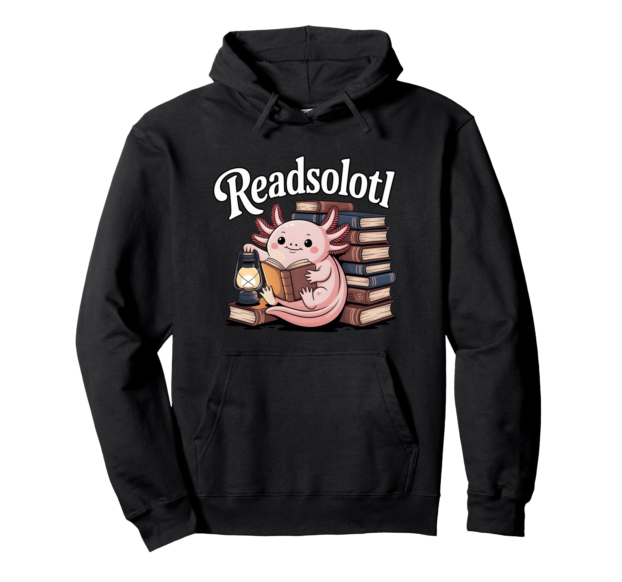 Readsolotl Axolotl Reading Bookworm Hoodie - Aesthetic Graphic Men Women - T-Shirt, Sweatshirt, Hoodie