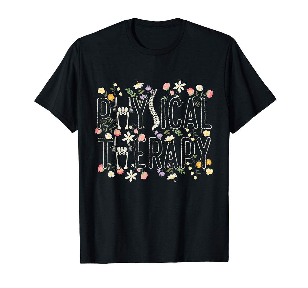 Physical Therapy Floral Spine Therapist T-Shirt - Unique Graphic Unisex - T-Shirt, Sweatshirt, Hoodie