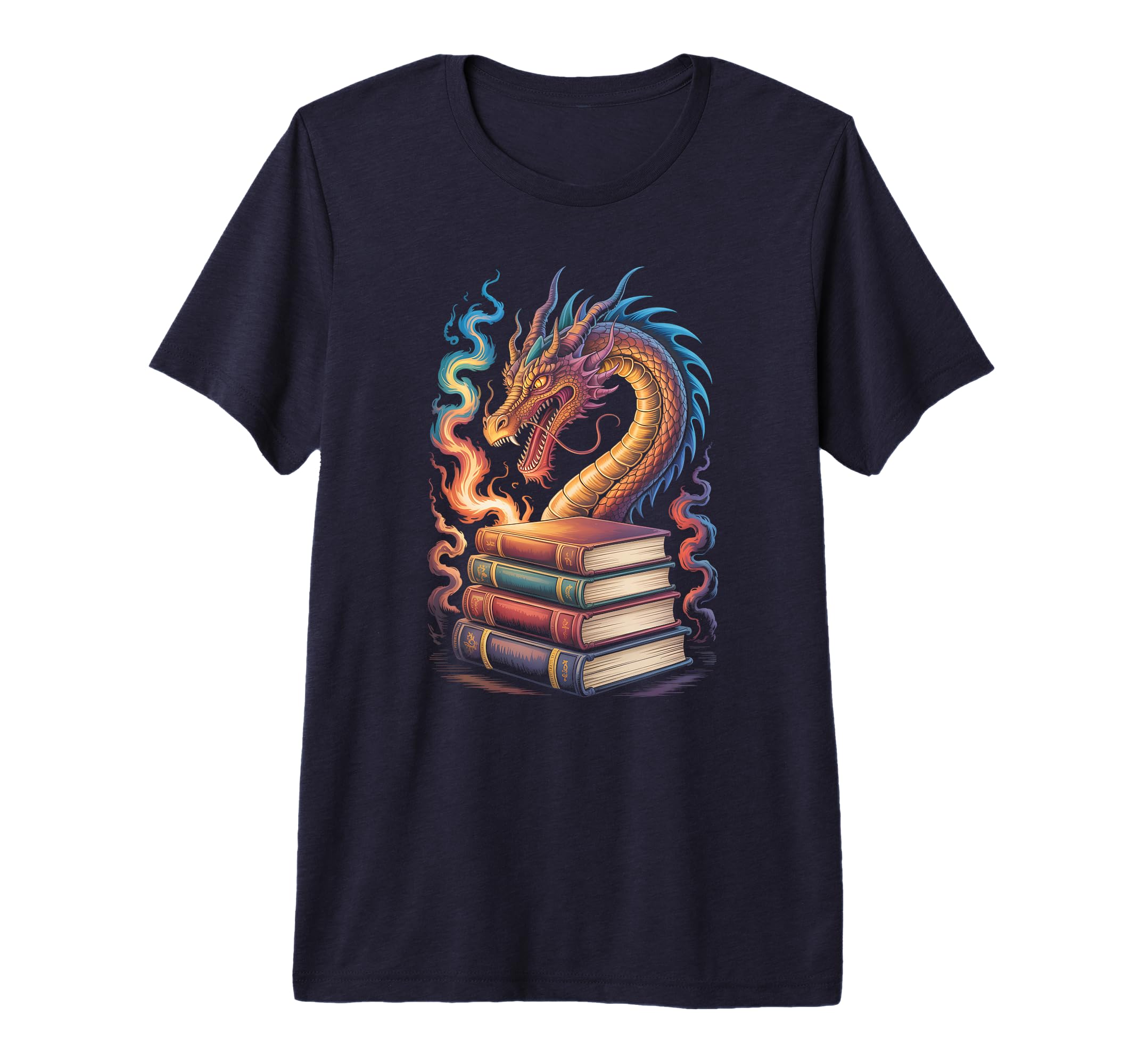 Books Dragons Library Teacher T-Shirt - Custom Art Print Men Women - T-Shirt, Sweatshirt, Hoodie