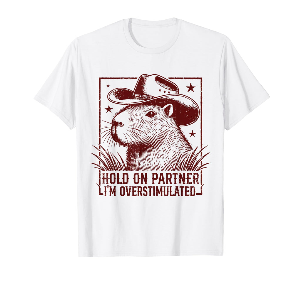 Funny Cowboy Capybara Hold Partner Im T-Shirt - Graphic Print for Adults - T-Shirt, Sweatshirt, Hoodie
