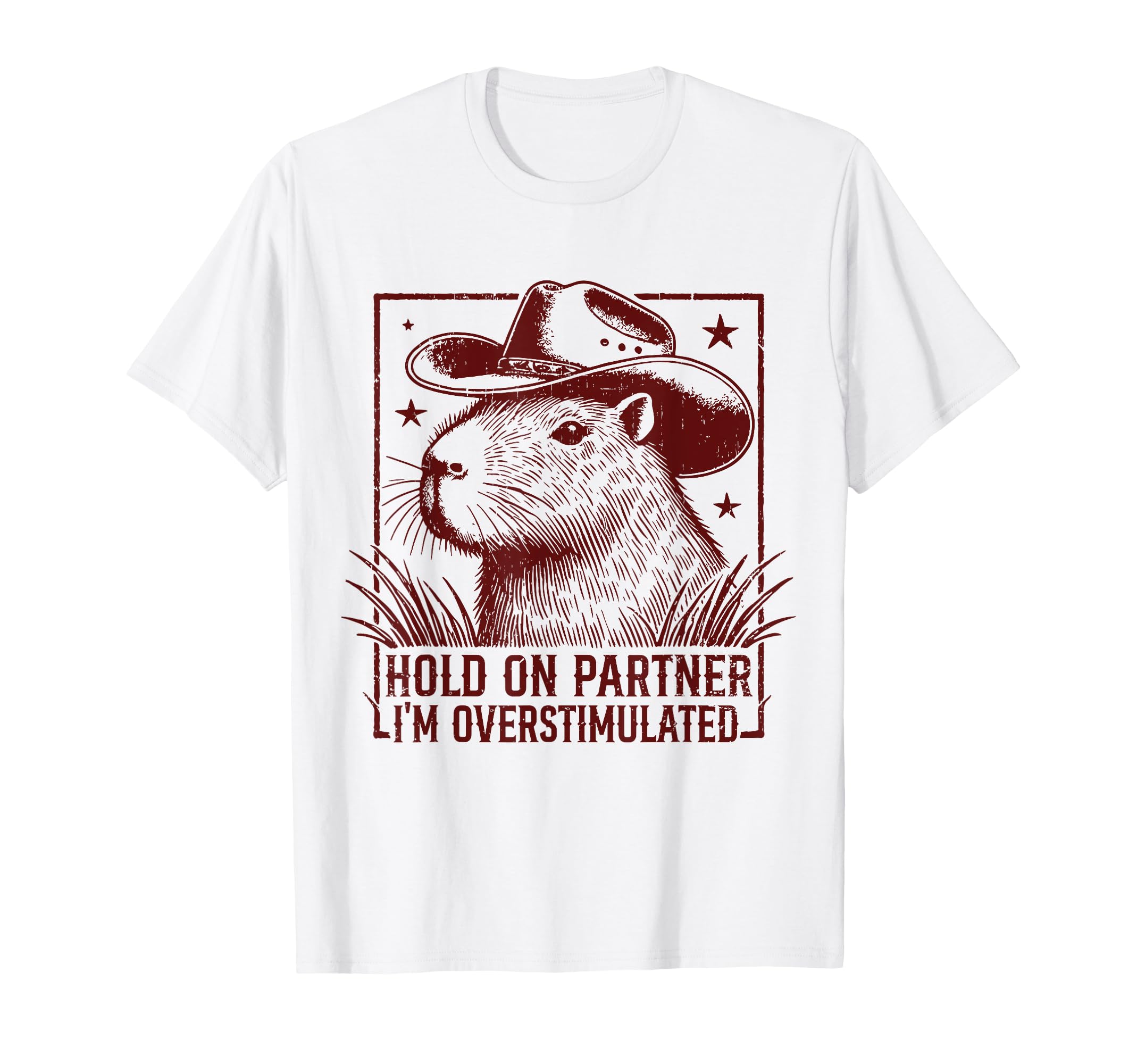 Funny Cowboy Capybara Hold Partner Im T-Shirt - Graphic Print for Adults - T-Shirt, Sweatshirt, Hoodie