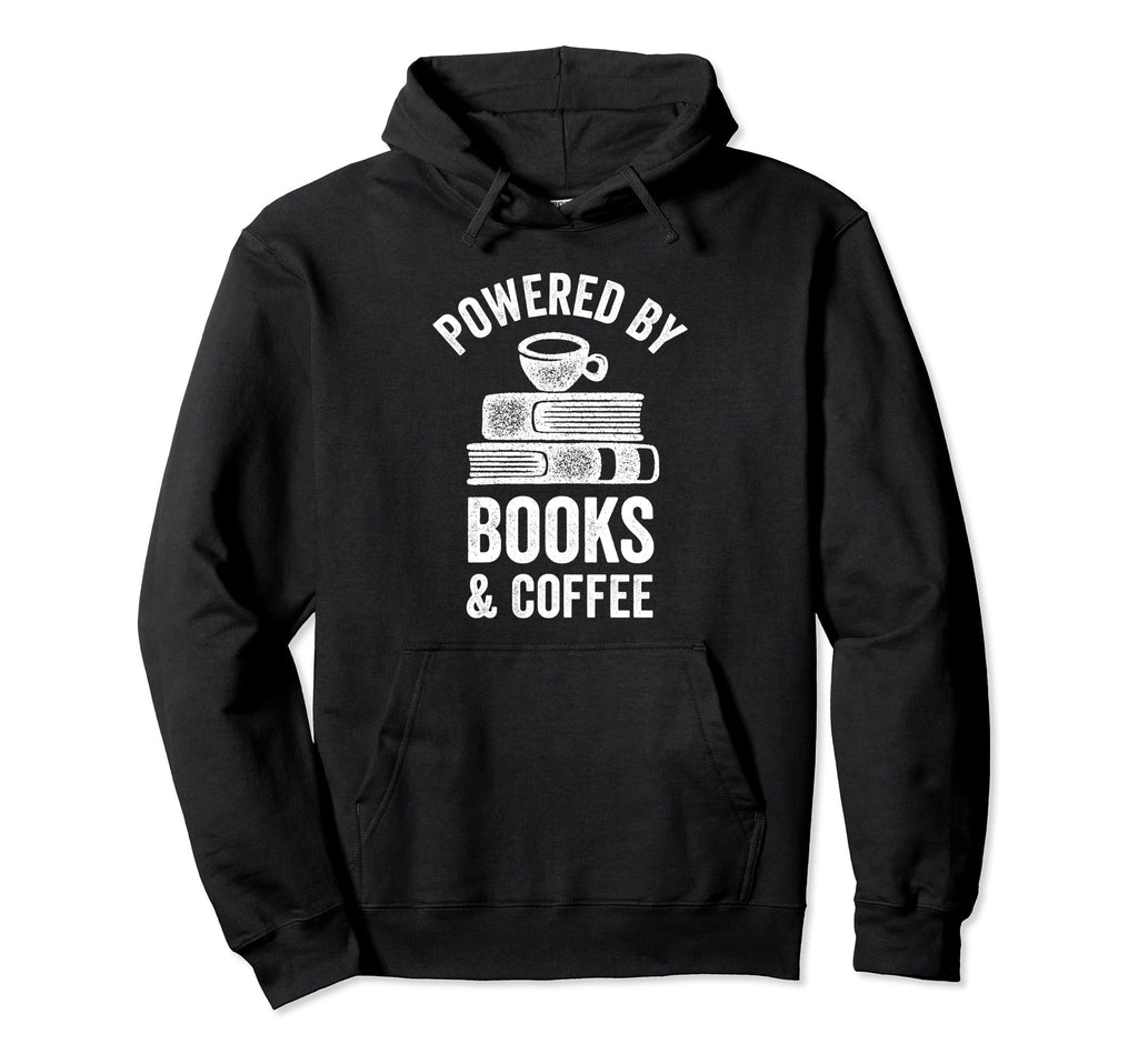 Powered Books Coffee Funny Reading Hoodie - Unique Graphic for Adults - T-Shirt, Sweatshirt, Hoodie