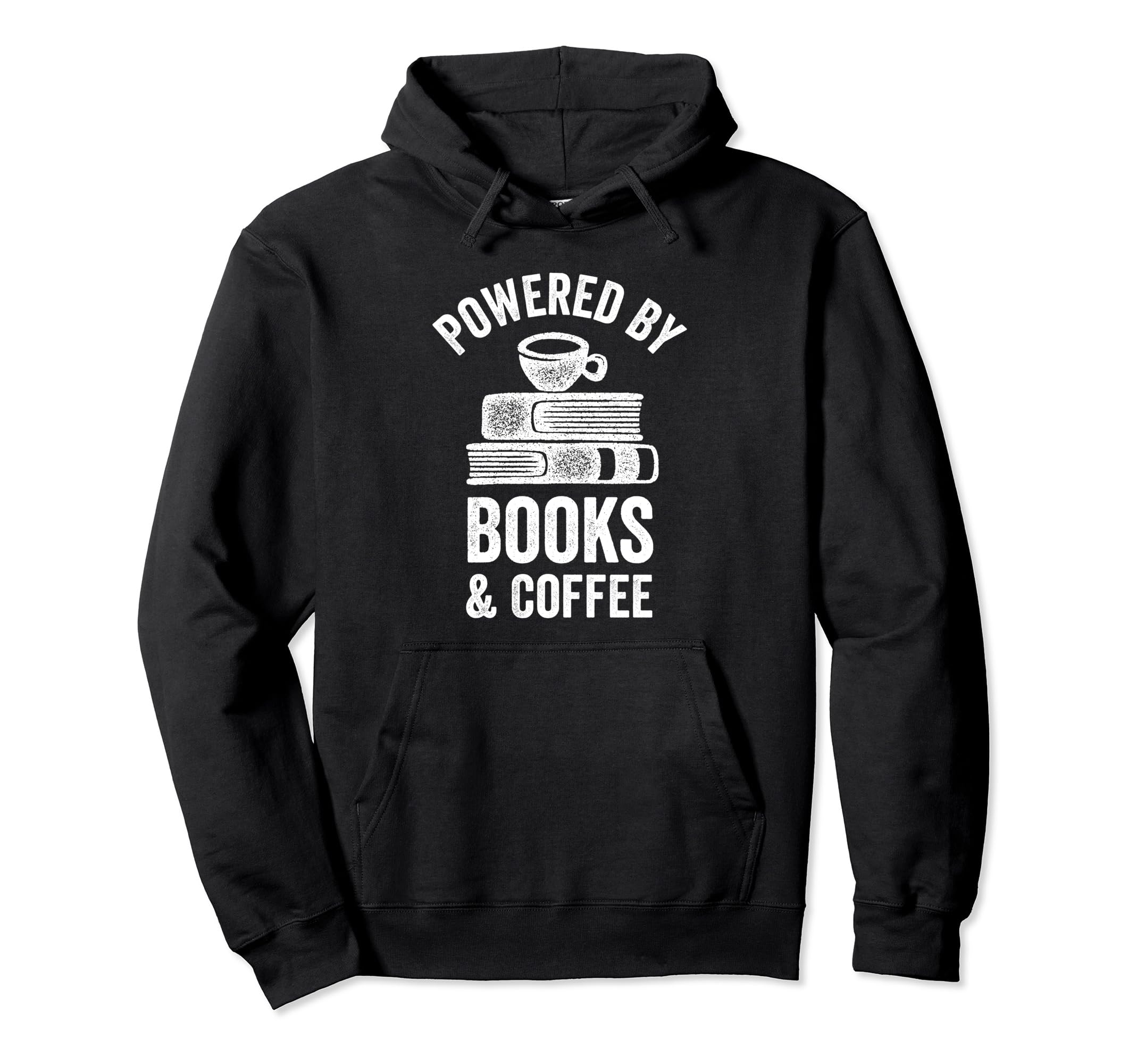 Powered Books Coffee Funny Reading Hoodie - Unique Graphic for Adults - T-Shirt, Sweatshirt, Hoodie