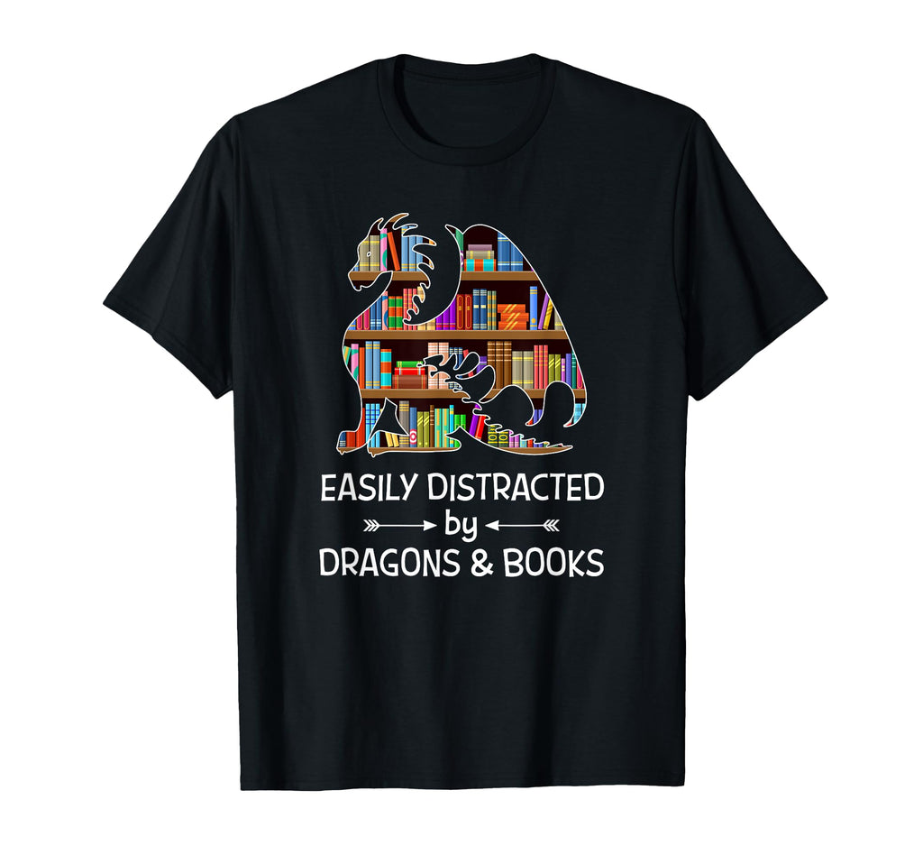 Easily Distracted Dragons And Books T-Shirt - Streetwear Style Unisex - T-Shirt, Sweatshirt, Hoodie