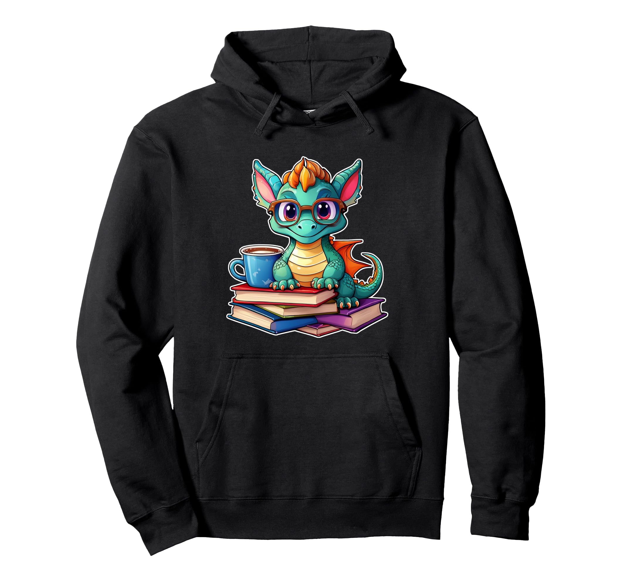 Reading Dragon Books Coffee And Hoodie - Fun Novelty Design Men Women - T-Shirt, Sweatshirt, Hoodie