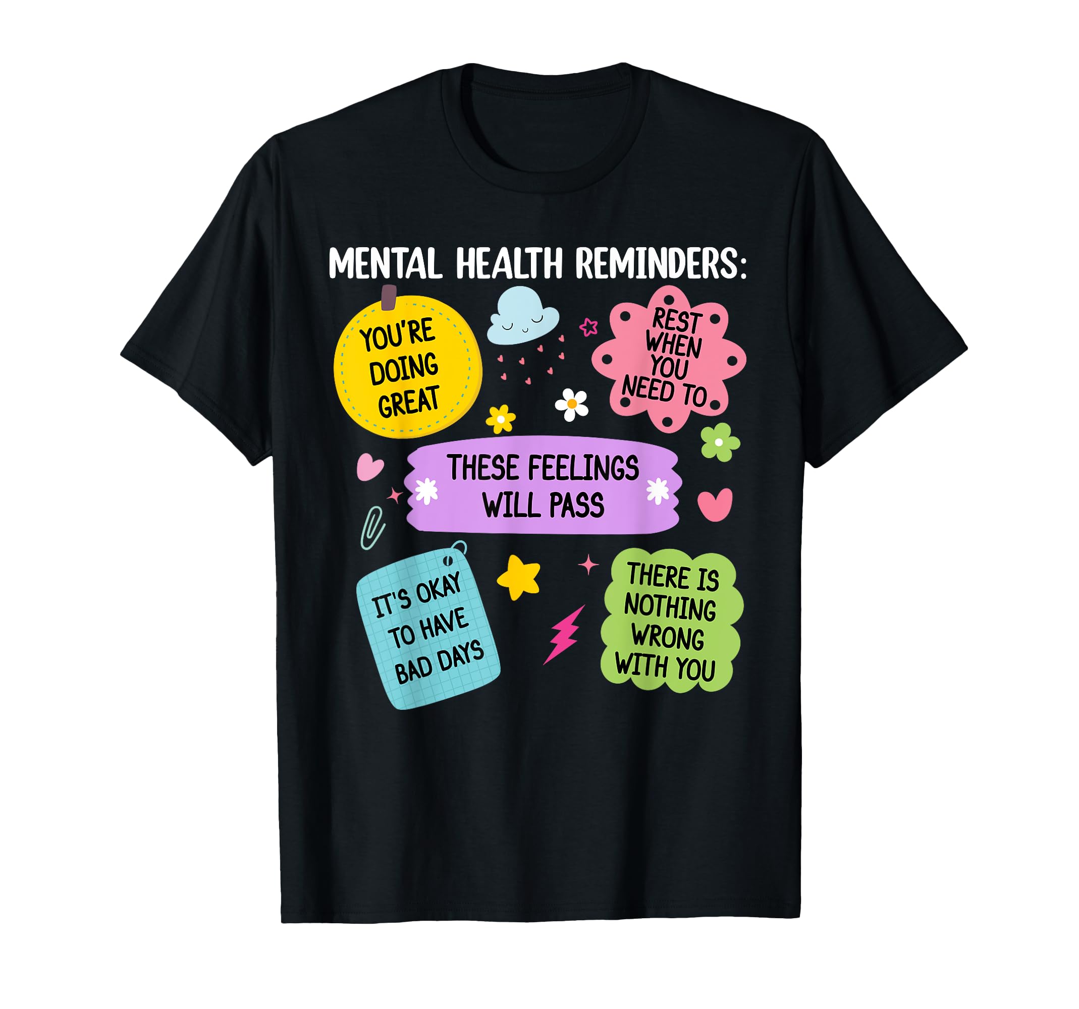 Mental Health Reminders Note To Self T-Shirt - Aesthetic Graphic Men Women - T-Shirt, Sweatshirt, Hoodie
