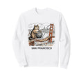 San Francisco Cat Golden Gates Bridge Sweatshirt - Trendy Graphic Unisex - T-Shirt, Sweatshirt, Hoodie
