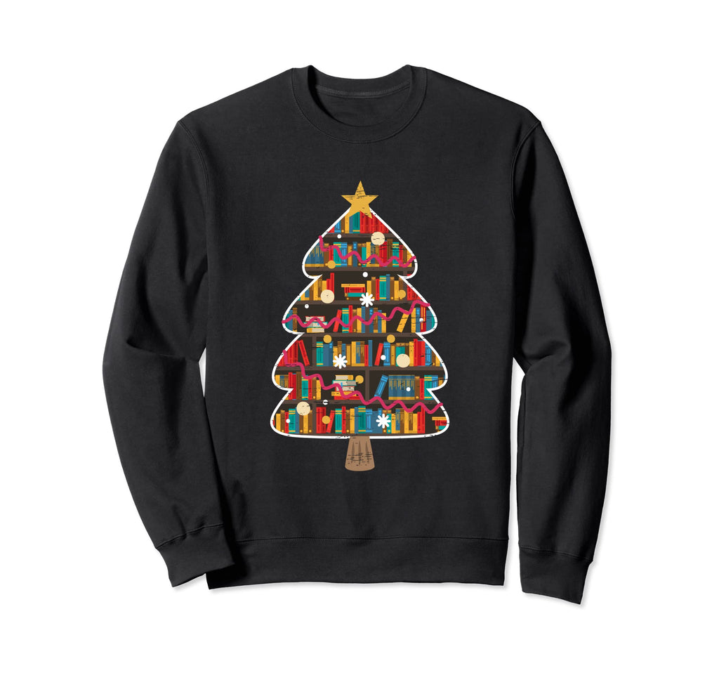 Merry Librarian Nerd Tree Reading Sweatshirt - Graphic Print Men Women - T-Shirt, Sweatshirt, Hoodie