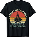 Easily Distracted By Fighter Jet Vintage F-35 Lightning T-Shirt Unisex T-shirt, Sweatshirt, Hoodie, Long Sleeve Tee - T-Shirt, Sweatshirt, Hoodie