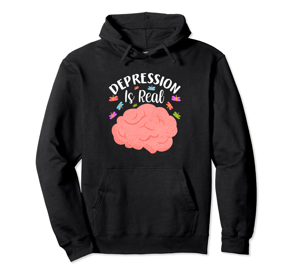 Depression Is Real Depression Anxiety Hoodie - Aesthetic Graphic Men Women - T-Shirt, Sweatshirt, Hoodie