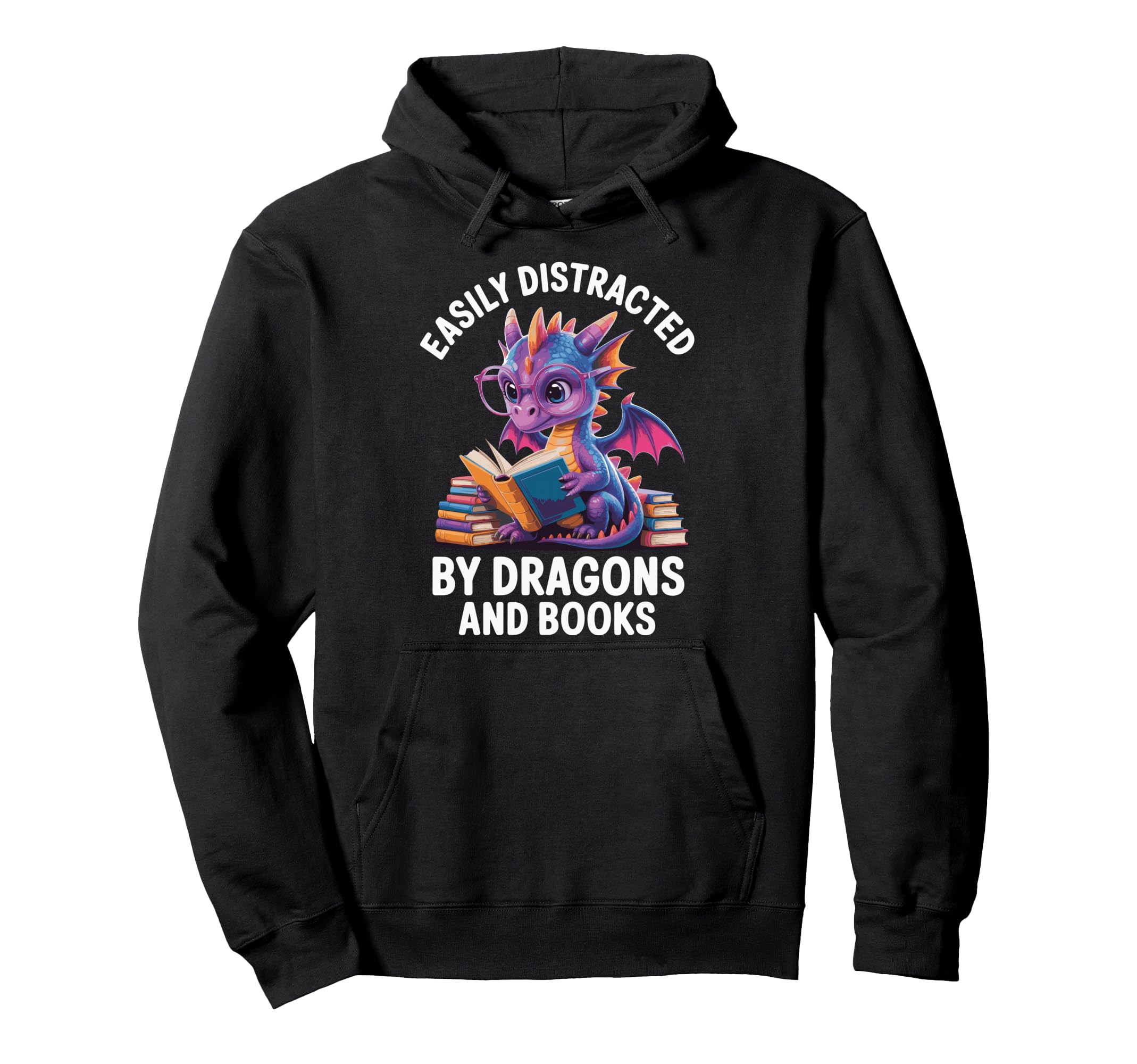 Easily Distracted Dragons And Books Hoodie - Streetwear Style Men Women - T-Shirt, Sweatshirt, Hoodie