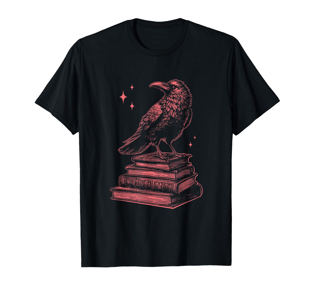 Raven Crow Book Literature Reading Red T-Shirt - Trendy Graphic Men Women - T-Shirt, Sweatshirt, Hoodie