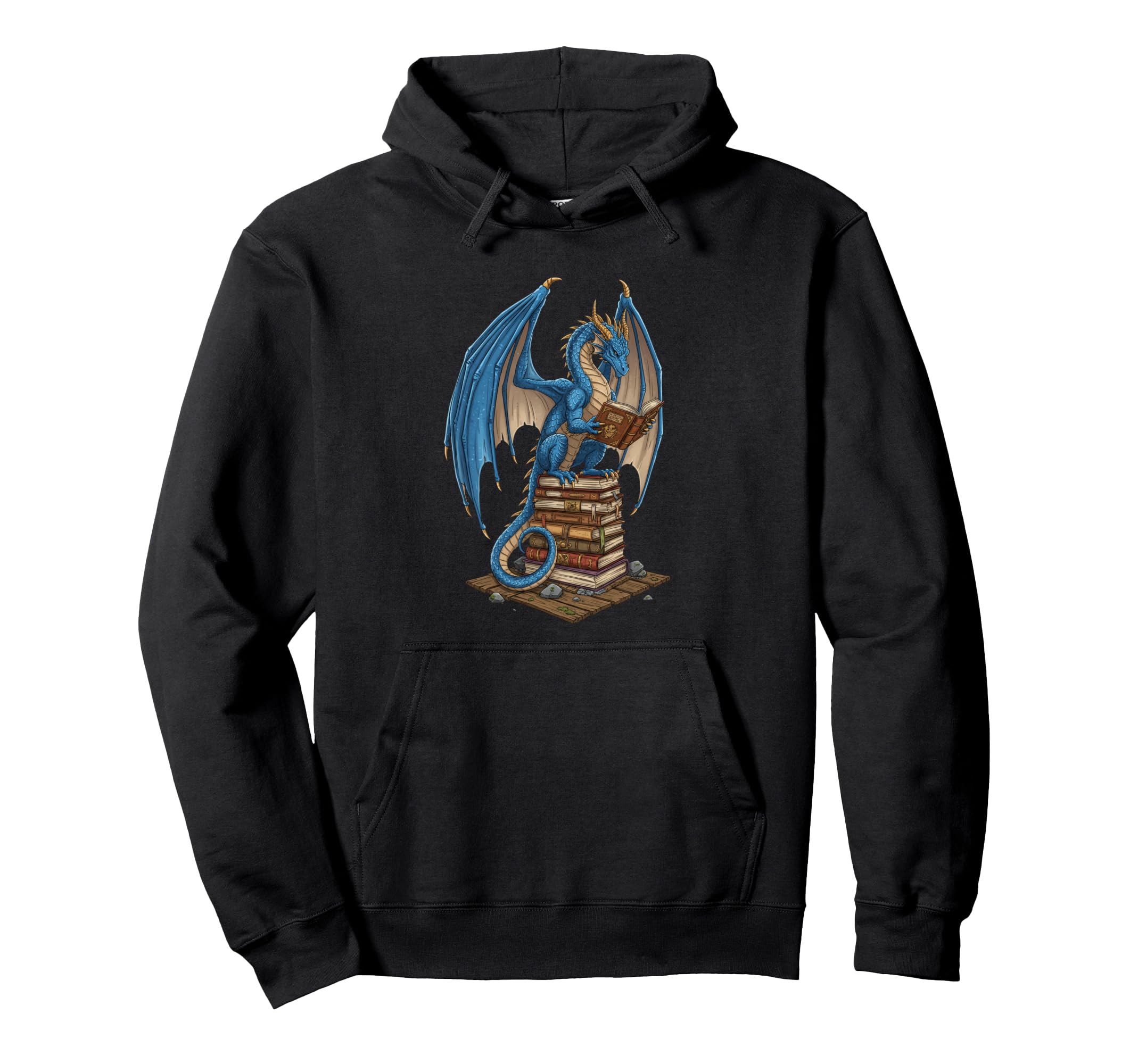 Literary Dragon Reading Books Hoodie - Casual Everyday Wear Men Women - T-Shirt, Sweatshirt, Hoodie