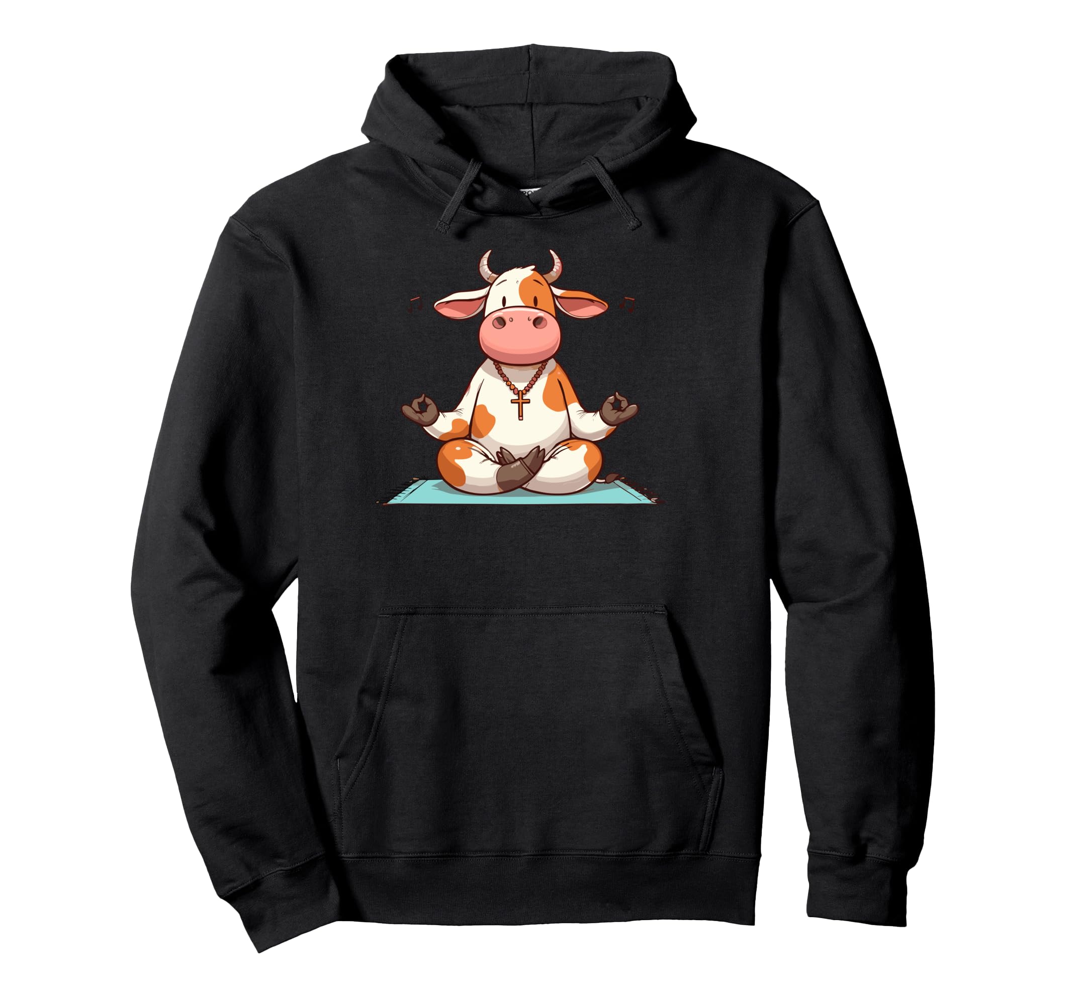 Meditation Cow Yoga Pose Relaxing Animal Hoodie - Unique Graphic for Adults - T-Shirt, Sweatshirt, Hoodie