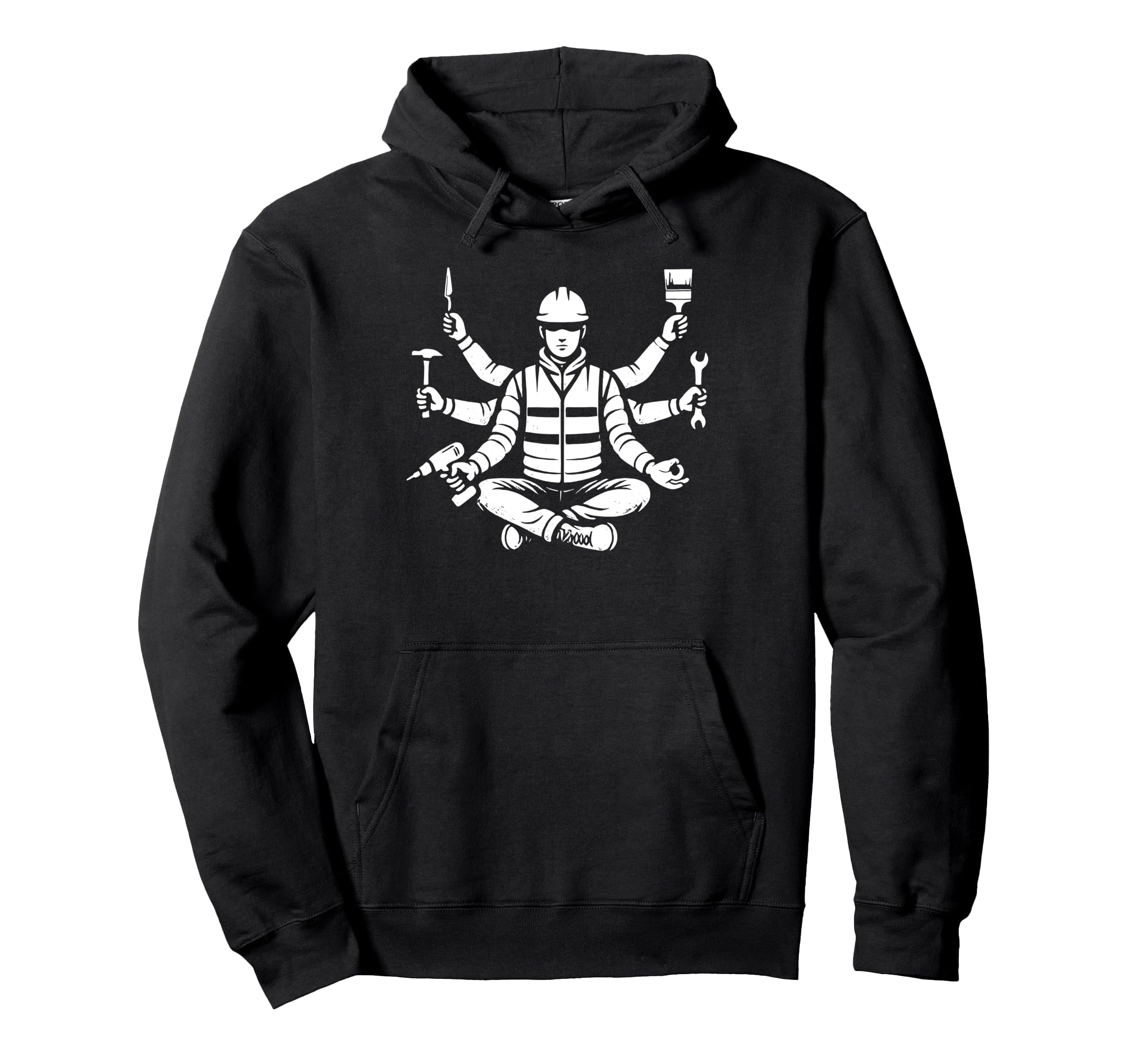 Funny Meditation Construction Worker Hoodie - Fun Novelty Design Unisex - T-Shirt, Sweatshirt, Hoodie