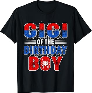 Gigi of The Birthday Boy Spider Web Birthday Party T-Shirt Unisex T-shirt, Sweatshirt, Hoodie, Long Sleeve Tee - T-Shirt, Sweatshirt, Hoodie