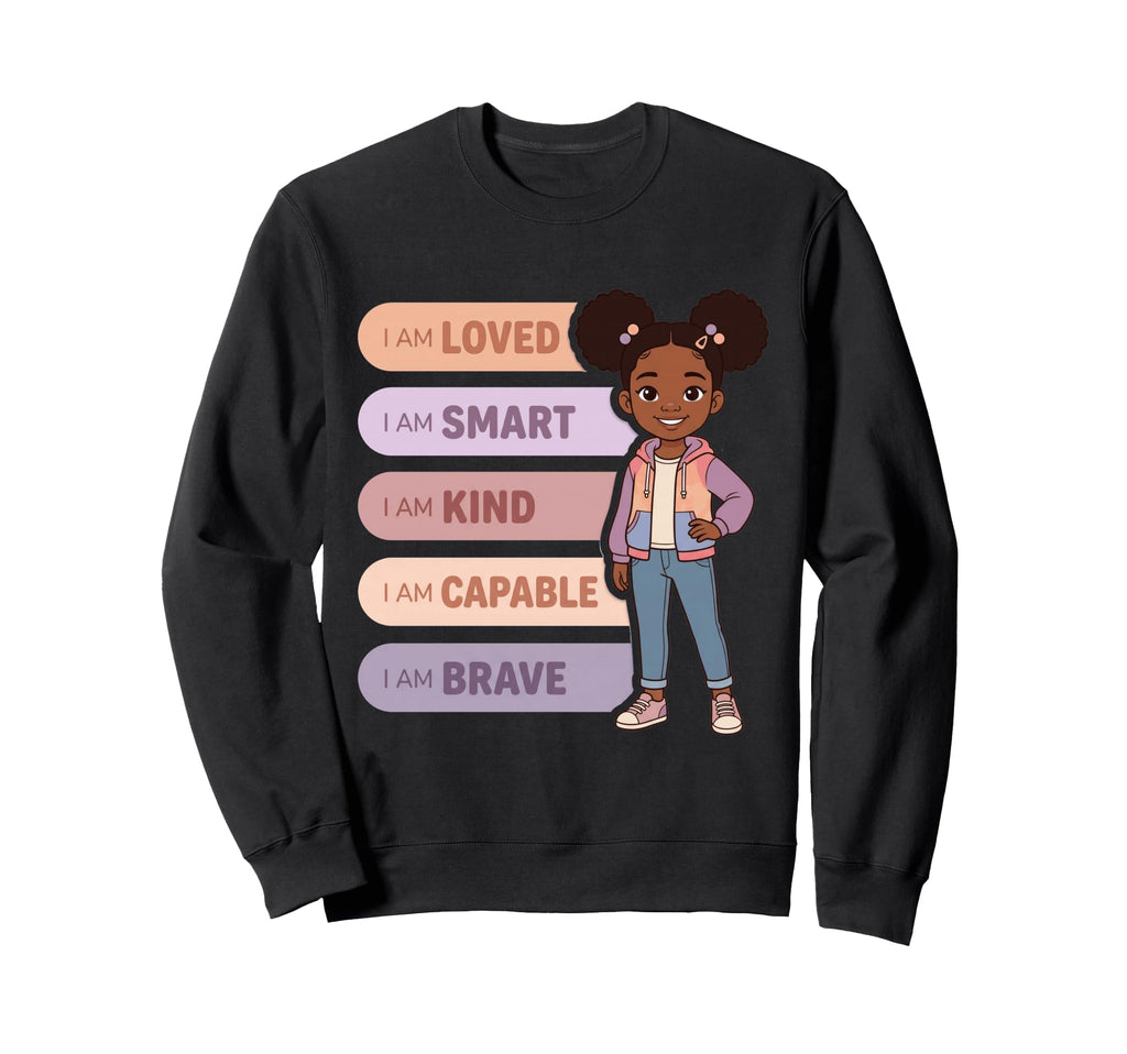 Black Affirmations I Am Brave Sweatshirt - Minimalist Print Men Women - T-Shirt, Sweatshirt, Hoodie