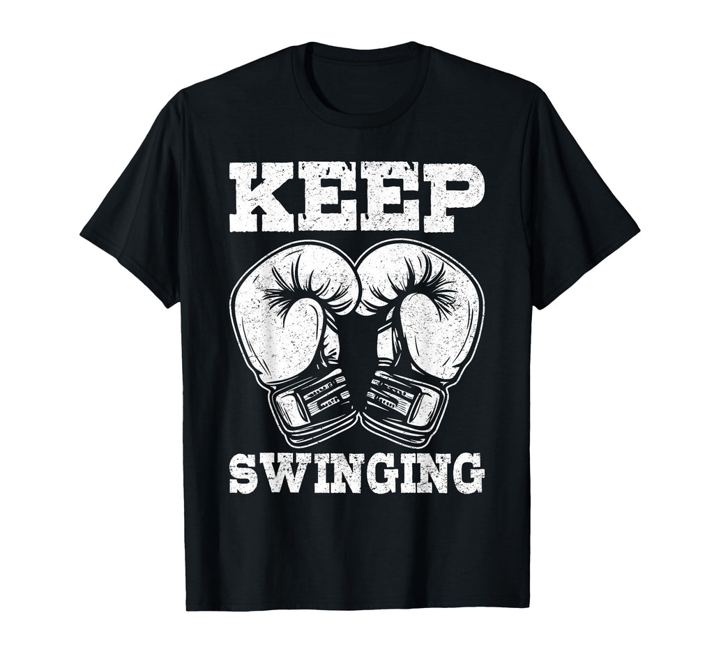 Keep Swinging Boxing Gloves Black White T-Shirt - Aesthetic Graphic Unisex - T-Shirt, Sweatshirt, Hoodie