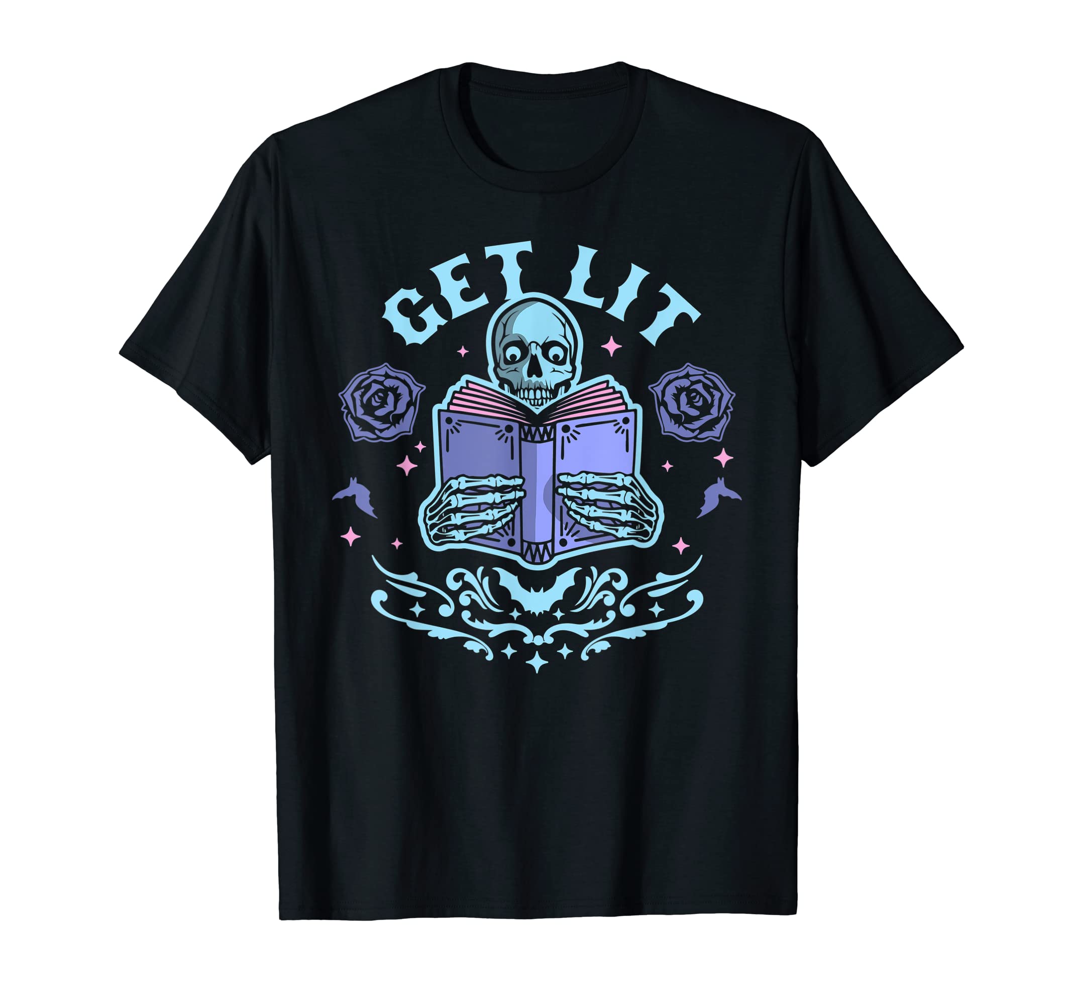 Get Lit Literature Skeleton Reading T-Shirt - Fun Novelty Design Men Women - T-Shirt, Sweatshirt, Hoodie