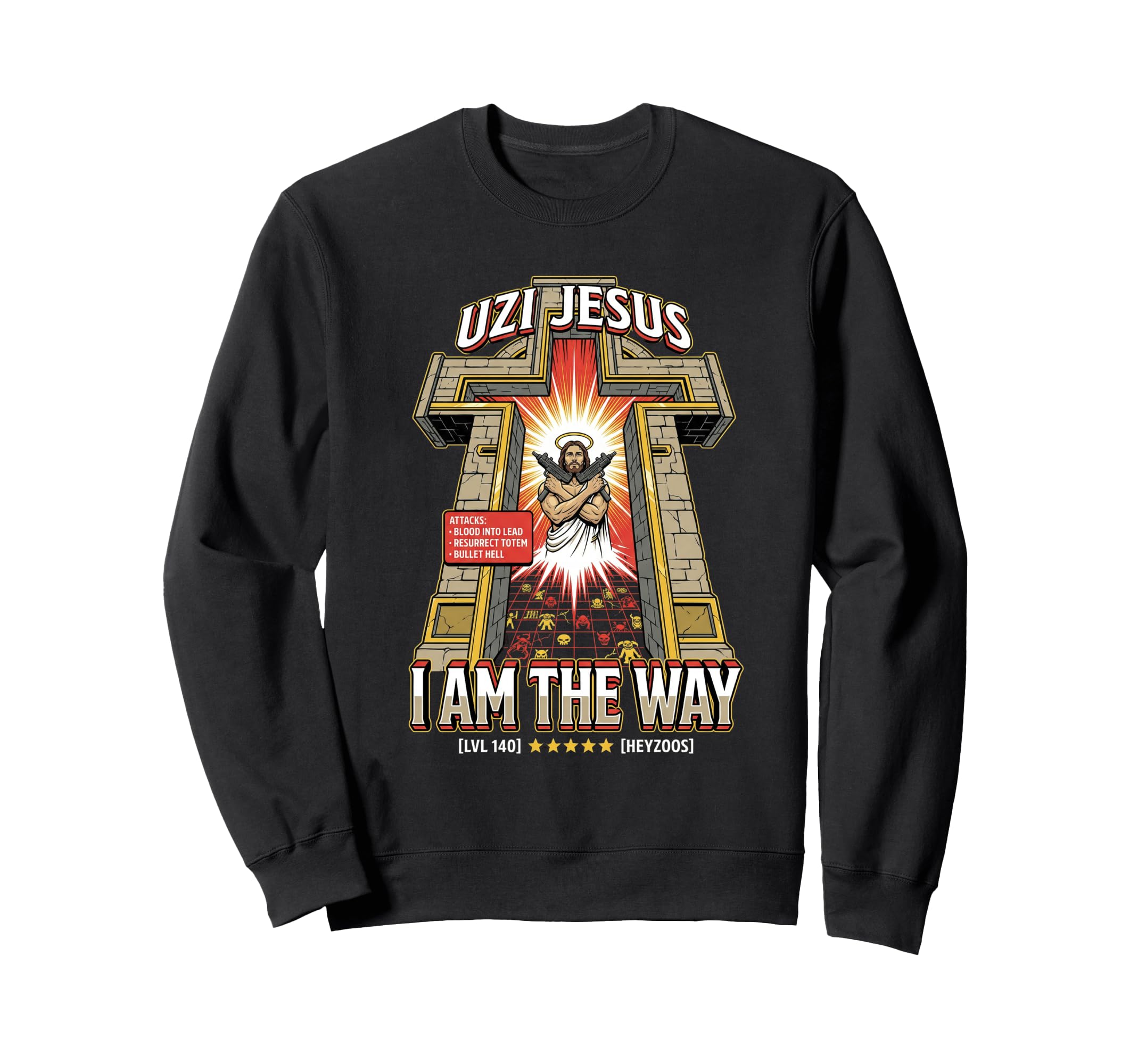 Uzi Jesus Rpg Books Christian Sweatshirt - Casual Everyday Wear Unisex - T-Shirt, Sweatshirt, Hoodie