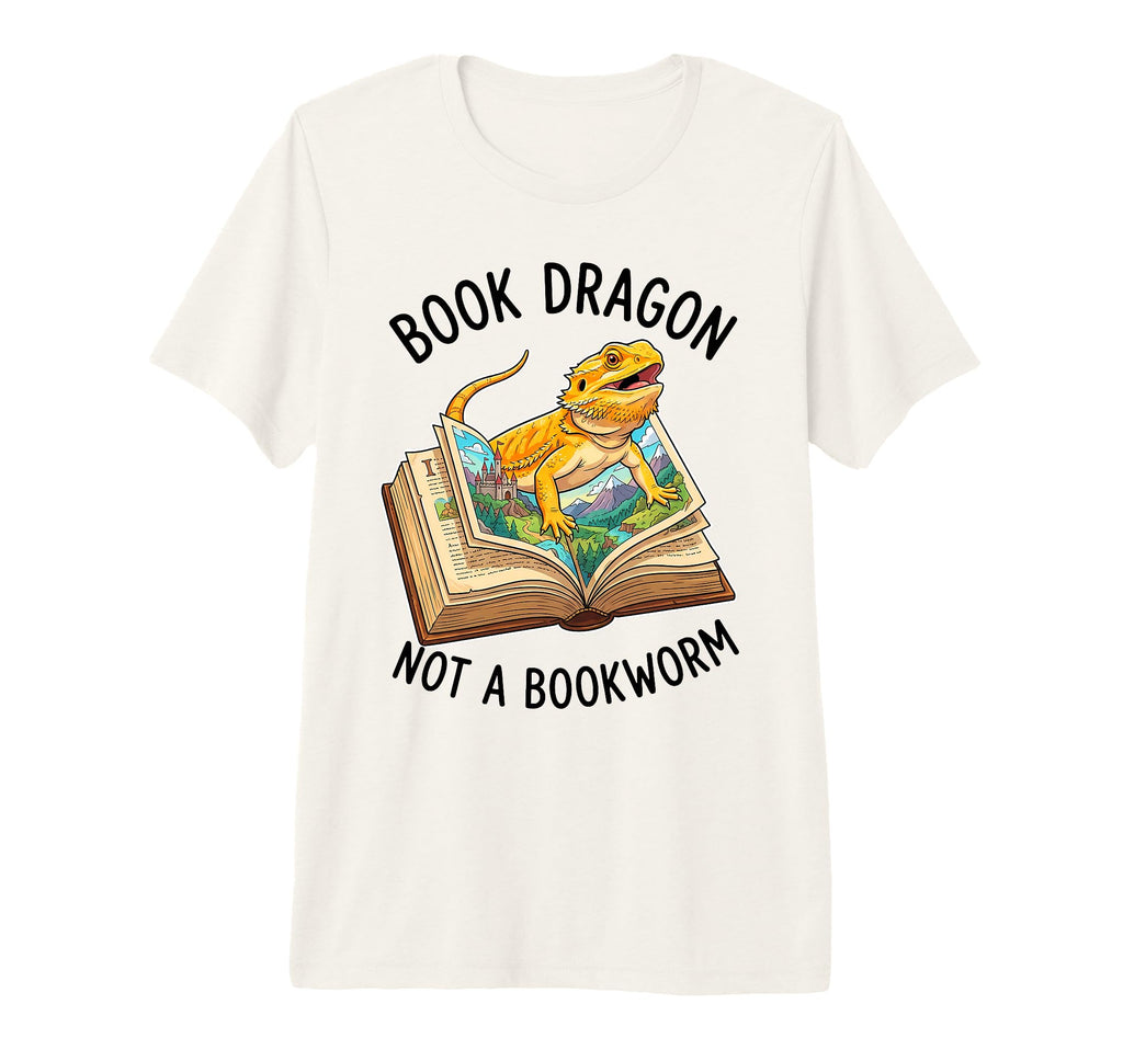 Pun Book Dragon Not Bookworm Bearded T-Shirt - Graphic Print for Adults - T-Shirt, Sweatshirt, Hoodie