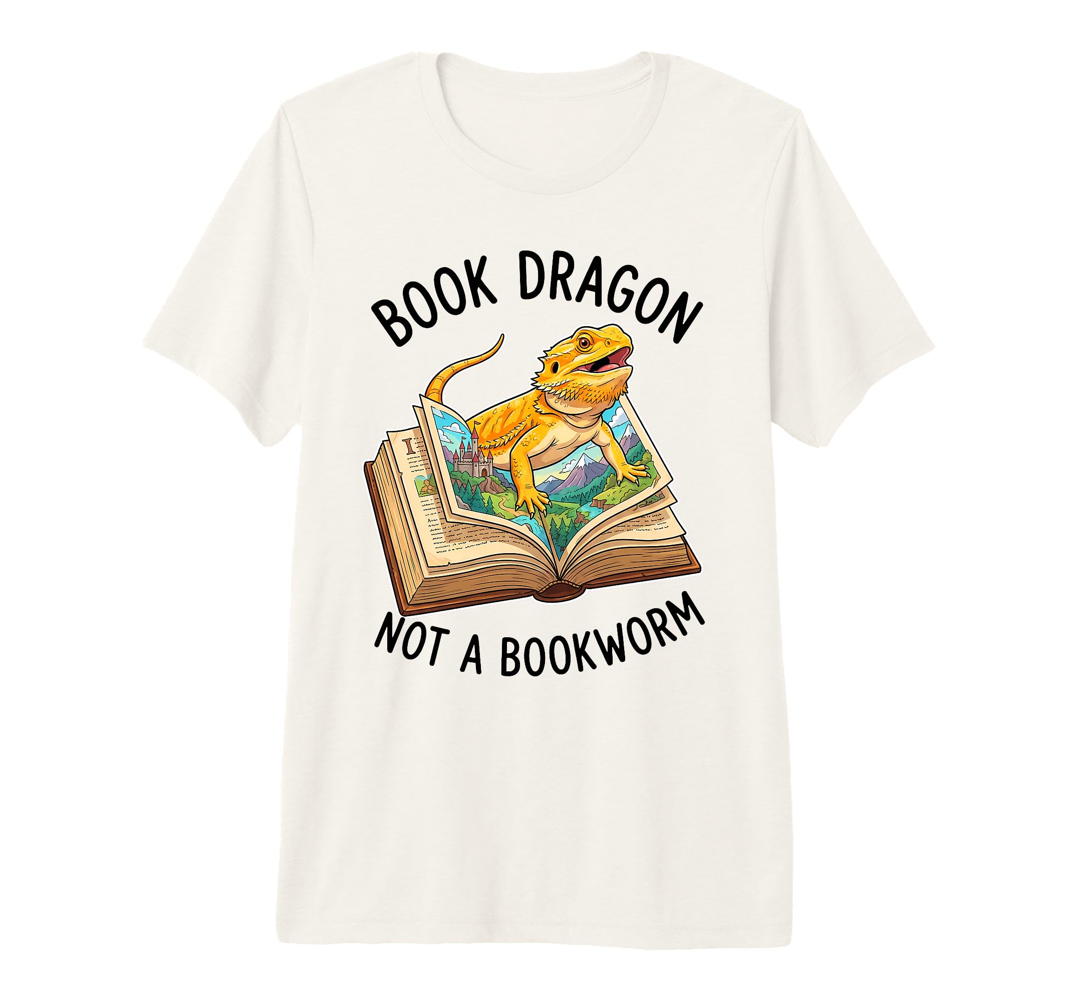 Pun Book Dragon Not Bookworm Bearded T-Shirt - Graphic Print for Adults - T-Shirt, Sweatshirt, Hoodie