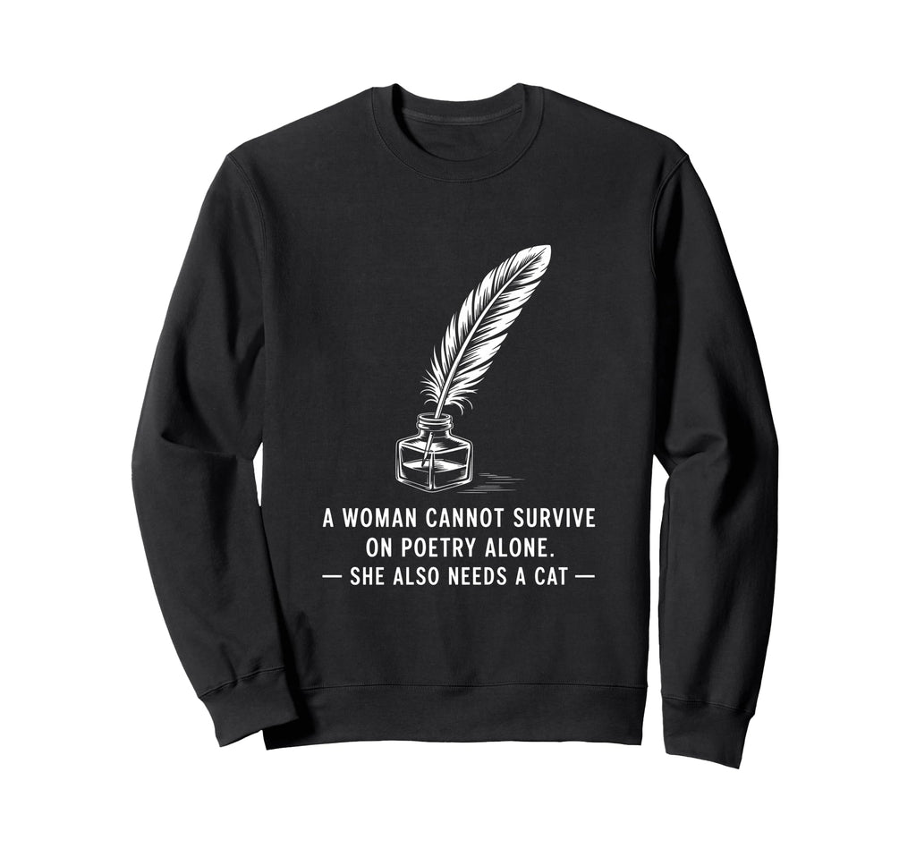 Poetcore Literary Cat And Quill Sweatshirt - Aesthetic Graphic Unisex - T-Shirt, Sweatshirt, Hoodie