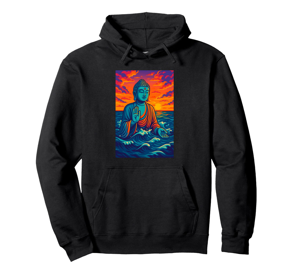 Buddha Sunset Art Spiritual Ocean Hoodie - Aesthetic Graphic for Adults - T-Shirt, Sweatshirt, Hoodie