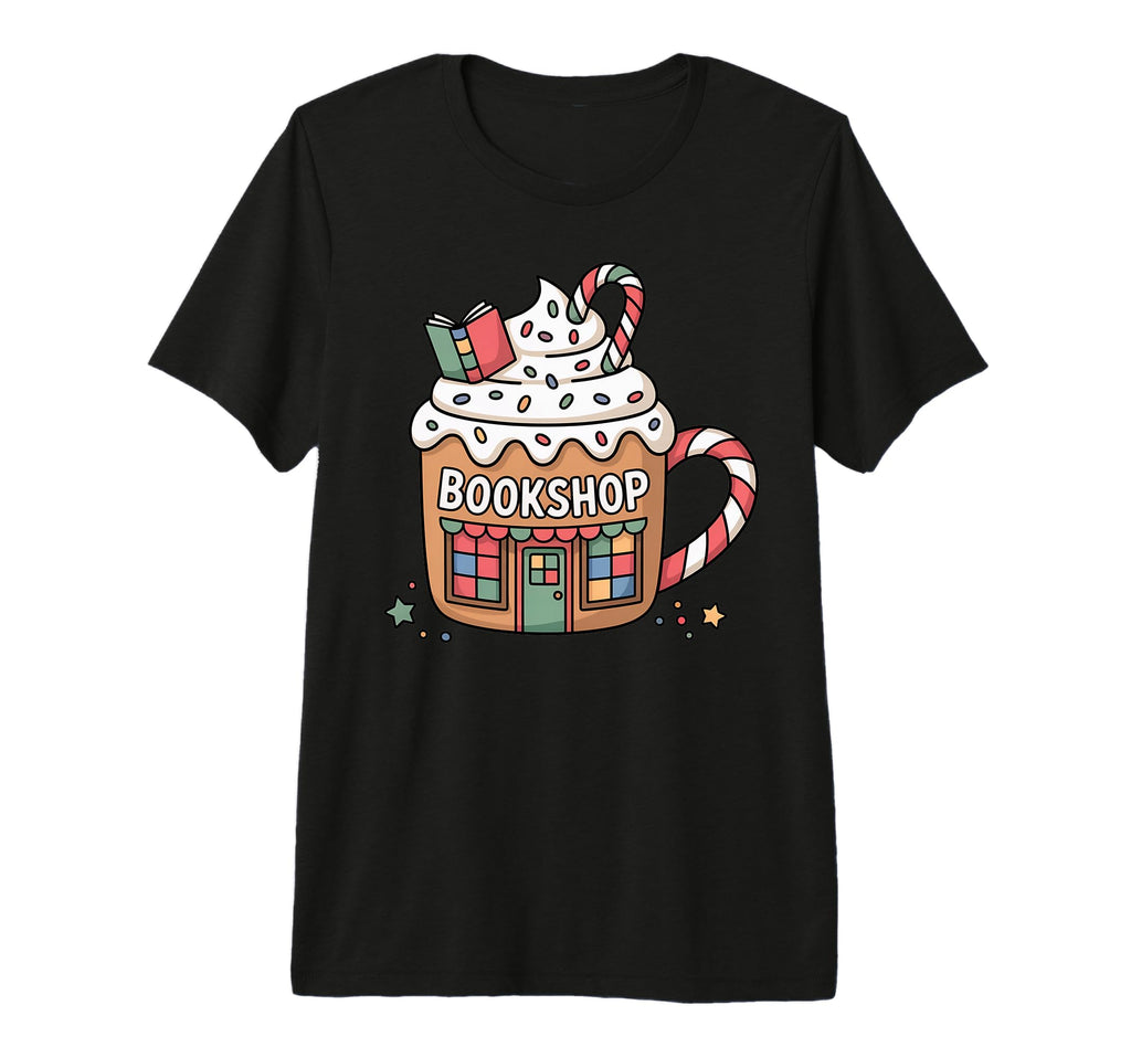 Hot Cocoa Bookstore Book Lover Art Tri Blend T-Shirt - Graphic Print Unisex - T-Shirt, Sweatshirt, Hoodie