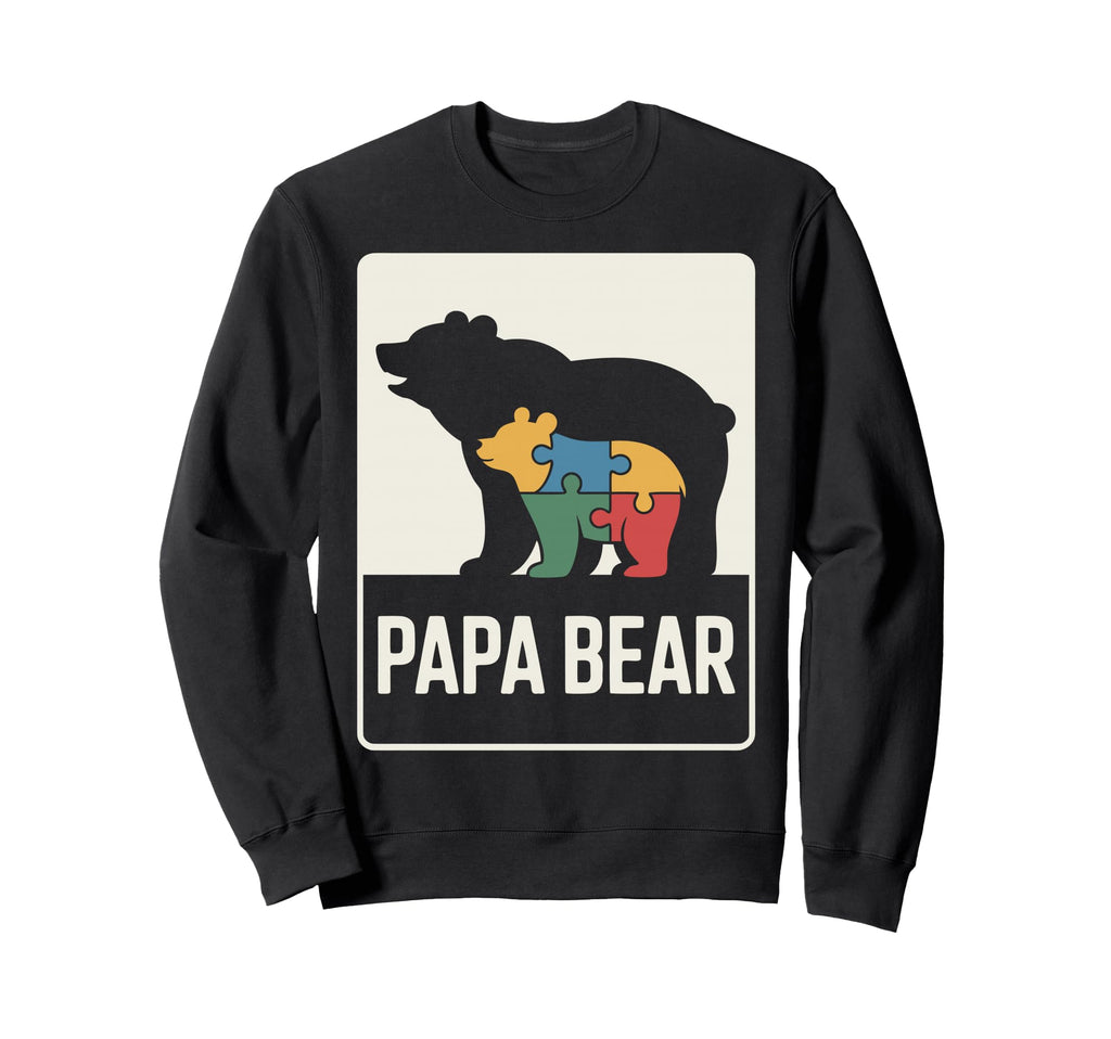 Proud Autism Dad Papa Bear Autistic Sweatshirt - Minimalist Print Unisex - T-Shirt, Sweatshirt, Hoodie