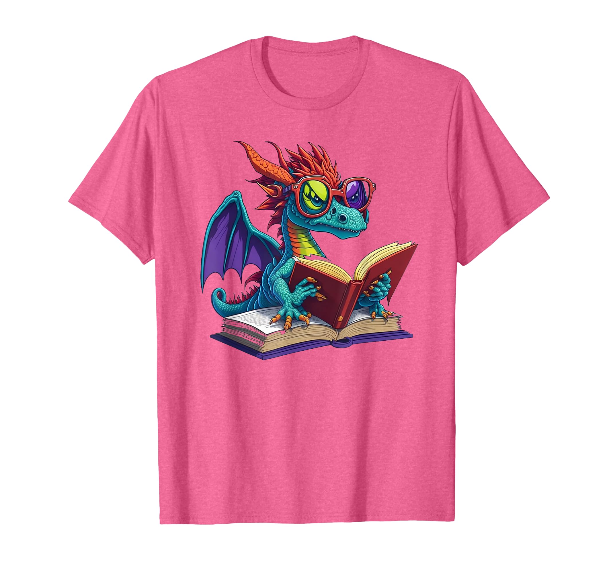 Dragon Wearing Glasses Reading Book T-Shirt - Unique Graphic for Adults - T-Shirt, Sweatshirt, Hoodie
