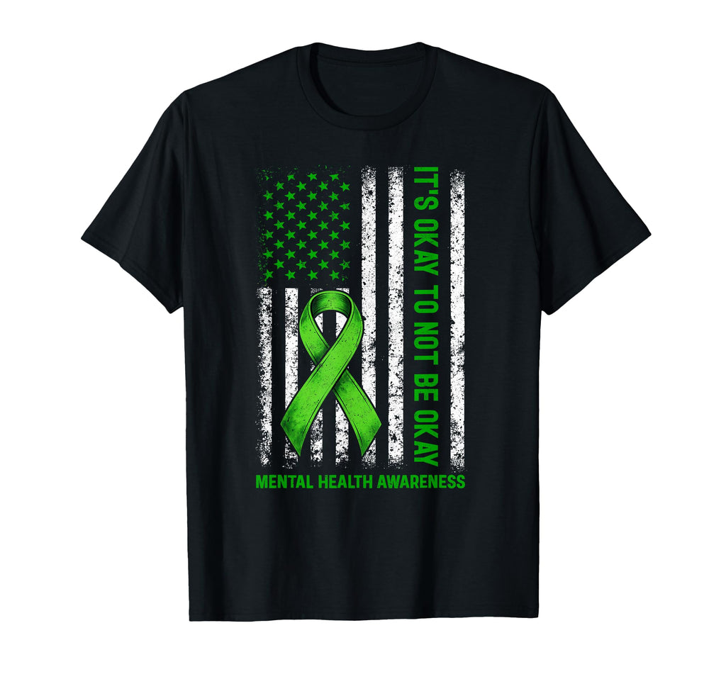 Its Okay To Not Be Okay Us Flag Mental T-Shirt - Graphic Print for Adults - T-Shirt, Sweatshirt, Hoodie