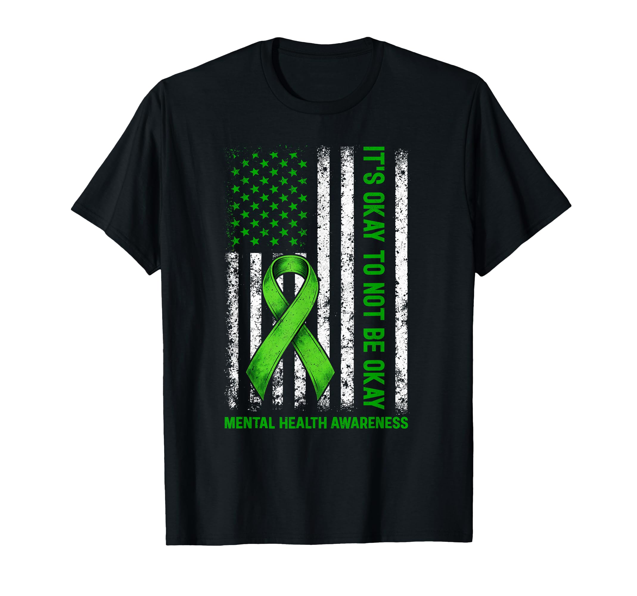 Its Okay To Not Be Okay Us Flag Mental T-Shirt - Graphic Print for Adults - T-Shirt, Sweatshirt, Hoodie
