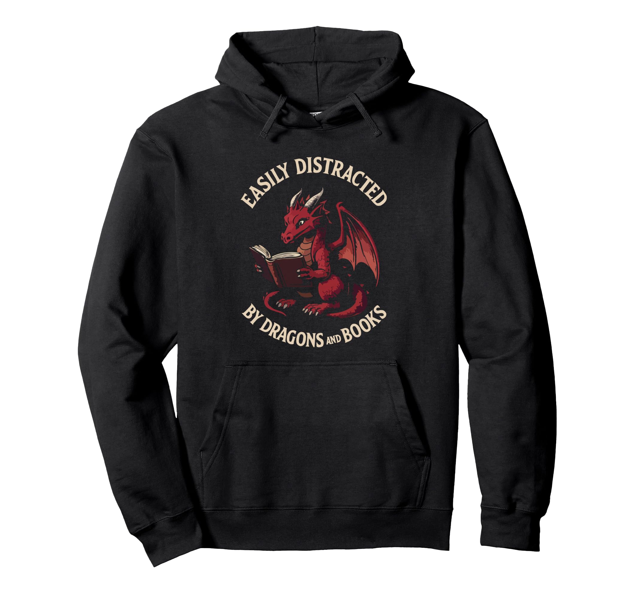 Easily Distracted Dragons And Books Hoodie - Novelty Apparel Unisex - T-Shirt, Sweatshirt, Hoodie