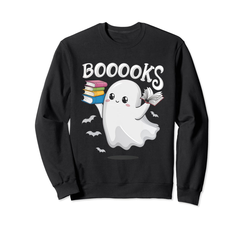 Booooks Ghost Halloween Reader Sweatshirt - Trendy Graphic for Adults - T-Shirt, Sweatshirt, Hoodie
