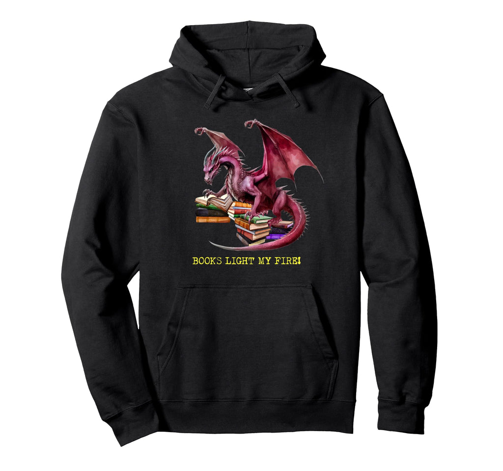 Dragon Books Light Fire Reading Teacher Hoodie - Graphic Print for Adults - T-Shirt, Sweatshirt, Hoodie