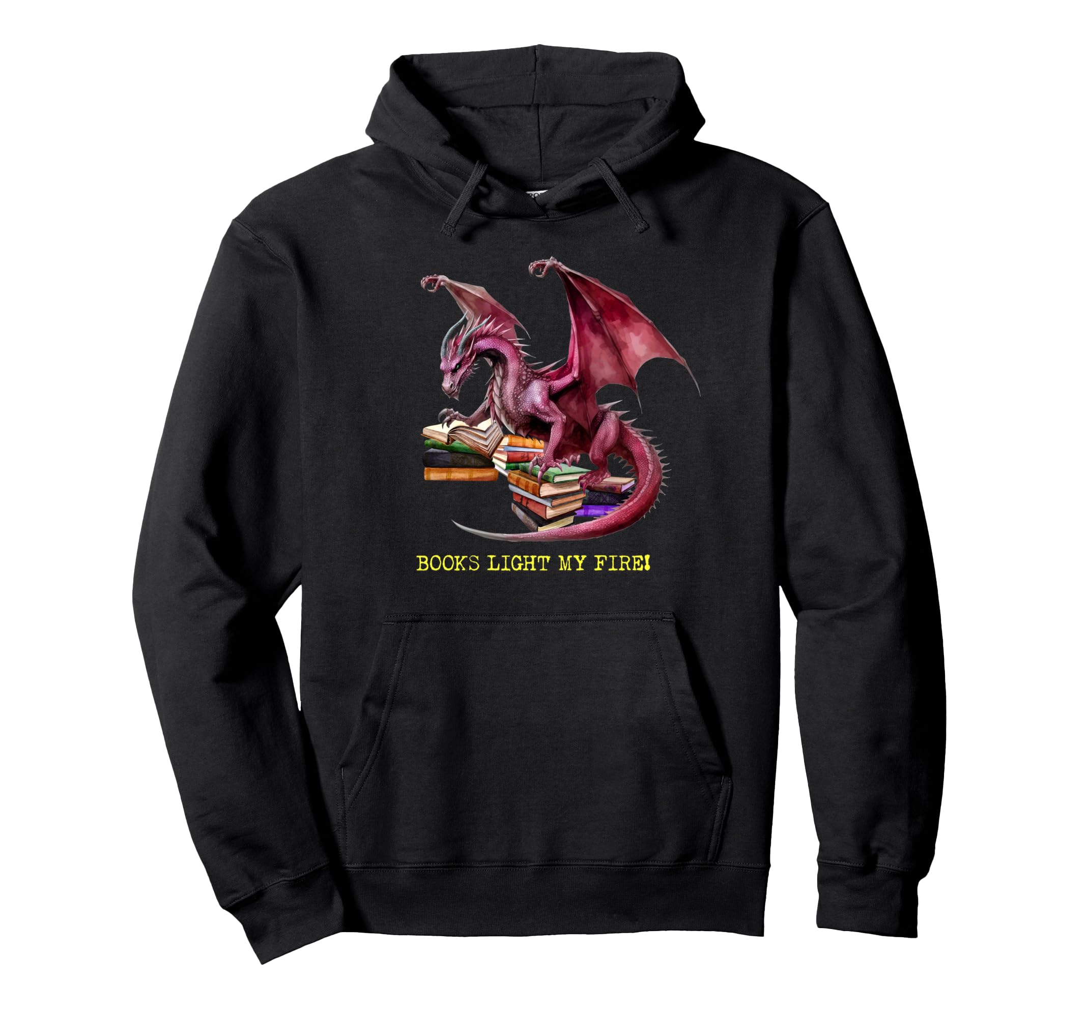 Dragon Books Light Fire Reading Teacher Hoodie - Graphic Print for Adults - T-Shirt, Sweatshirt, Hoodie