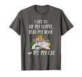 Adorable Books Coffee And Cats Cat T-Shirt - Novelty Apparel for Adults - T-Shirt, Sweatshirt, Hoodie