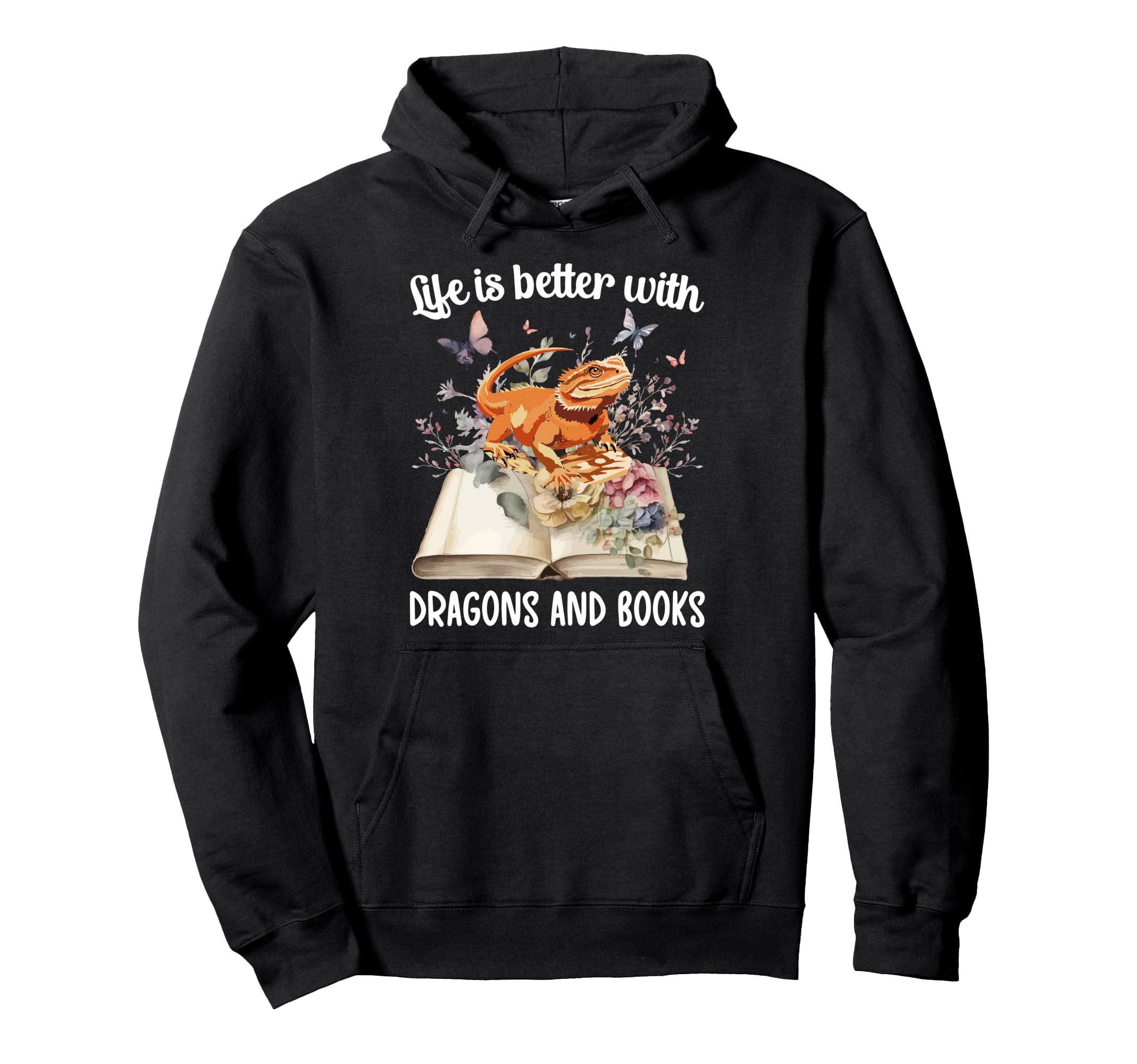 Dragons And Books Bearded Dragon Owner Hoodie - Graphic Print Unisex - T-Shirt, Sweatshirt, Hoodie