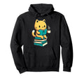 Cat Reading Book And Drink Coffee Hoodie - Fun Novelty Design Men Women - T-Shirt, Sweatshirt, Hoodie