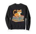 Cat Book Lover Reading Bookworm Reader Sweatshirt - Graphic Print Unisex - T-Shirt, Sweatshirt, Hoodie