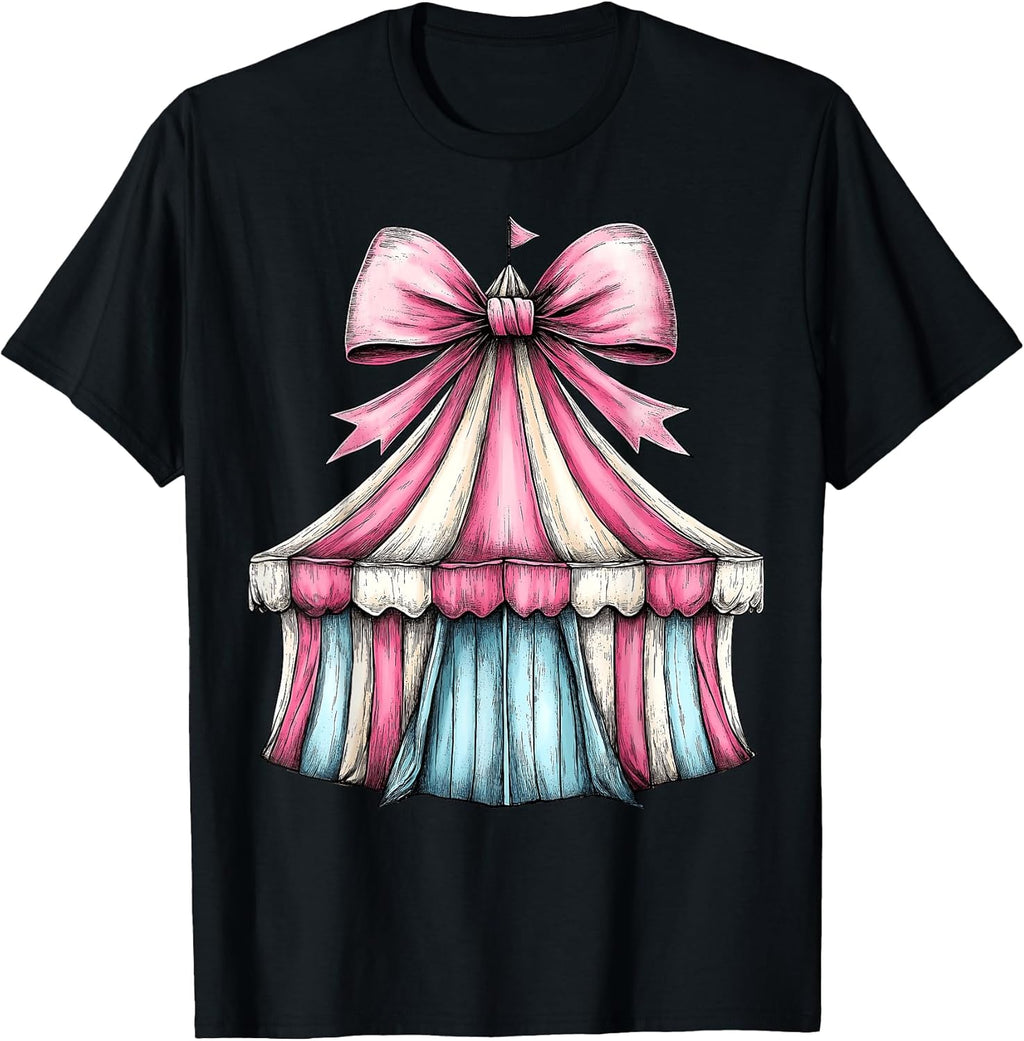 Coquette Bow Circus Carnival Pink Ribbon Mom Mothers Day T-Shirt Unisex T-shirt, Sweatshirt, Hoodie, Long Sleeve Tee - T-Shirt, Sweatshirt, Hoodie
