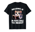 Reading Book Cat Library Reading T-Shirt - Minimalist Print for Adults - T-Shirt, Sweatshirt, Hoodie