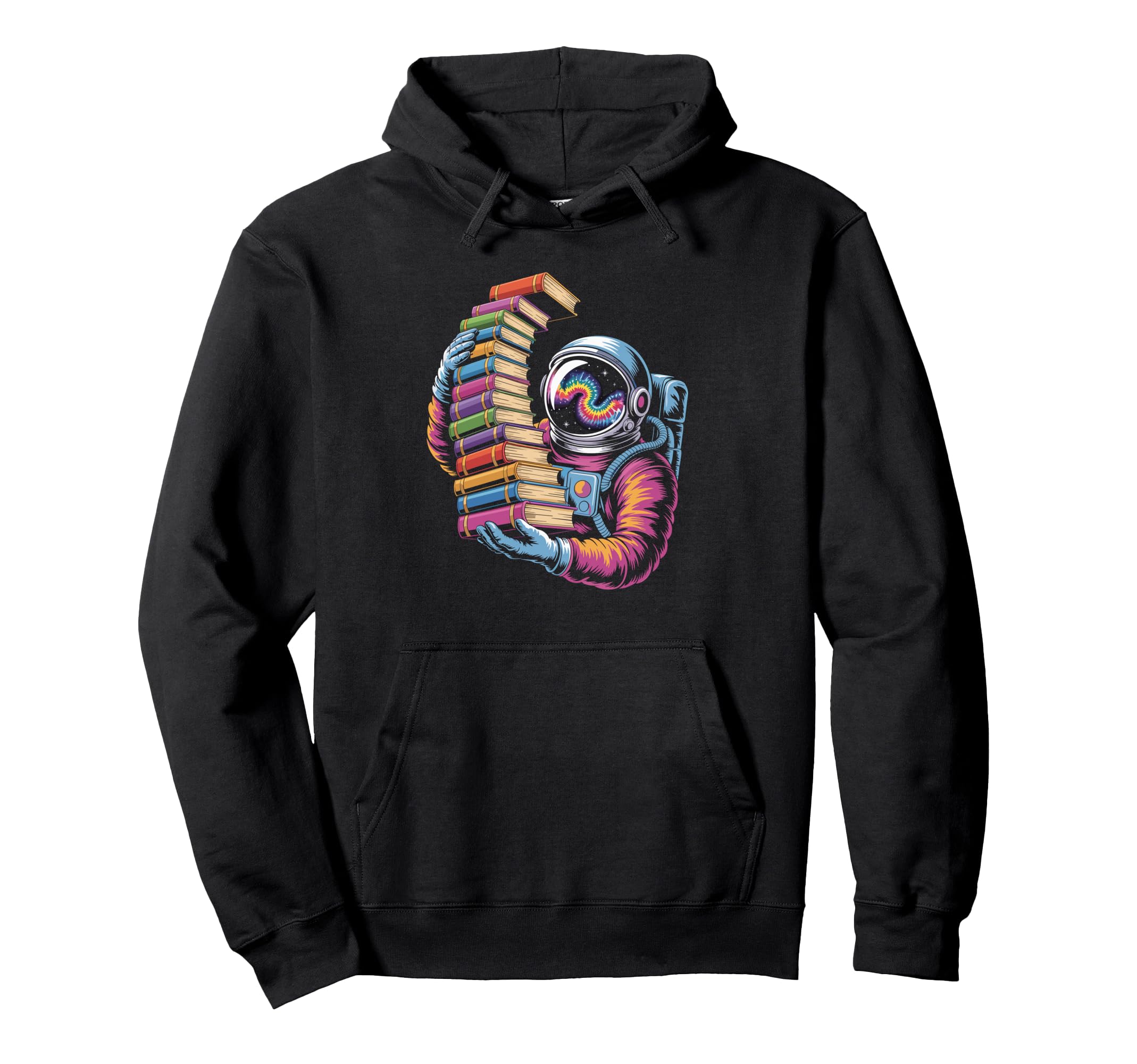 Cosmic Bookworm Astronaut Reading Galaxy Hoodie - Unique Graphic Unisex - T-Shirt, Sweatshirt, Hoodie